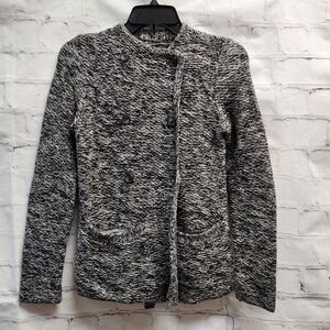Lucky Brand S black white Double Breasted Button Down Cardigan sweater
